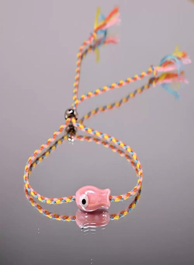 Dhdfisd Fish Bracelet Anklet Hawaiian Summer Beach Beachy Surfer Adjustable Bracelet for Women Men(PINK032) - Image 5