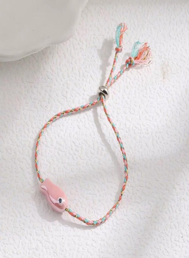 Dhdfisd Fish Bracelet Anklet Hawaiian Summer Beach Beachy Surfer Adjustable Bracelet for Women Men(PINK032) - Image 4