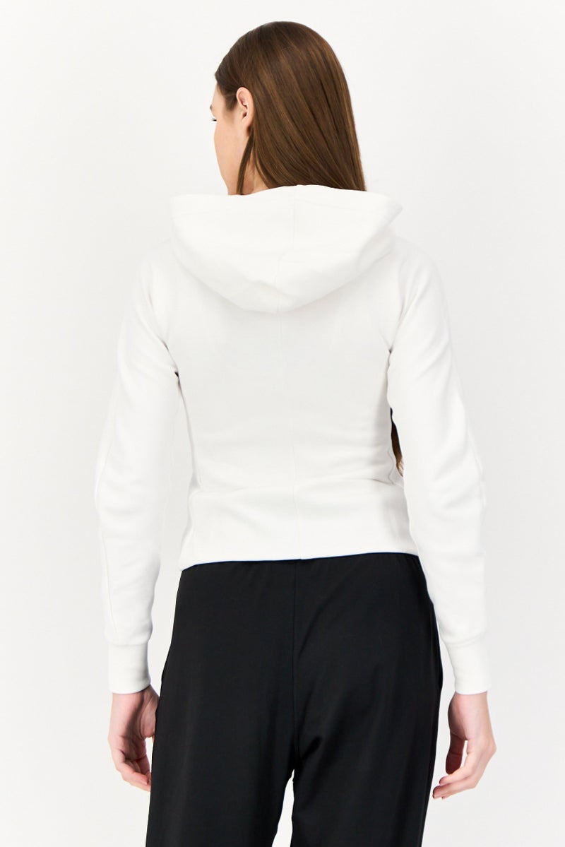 Adidas Women Sportswear Fit Long Sleeve Outdoor Hoodie, White  - Image 2