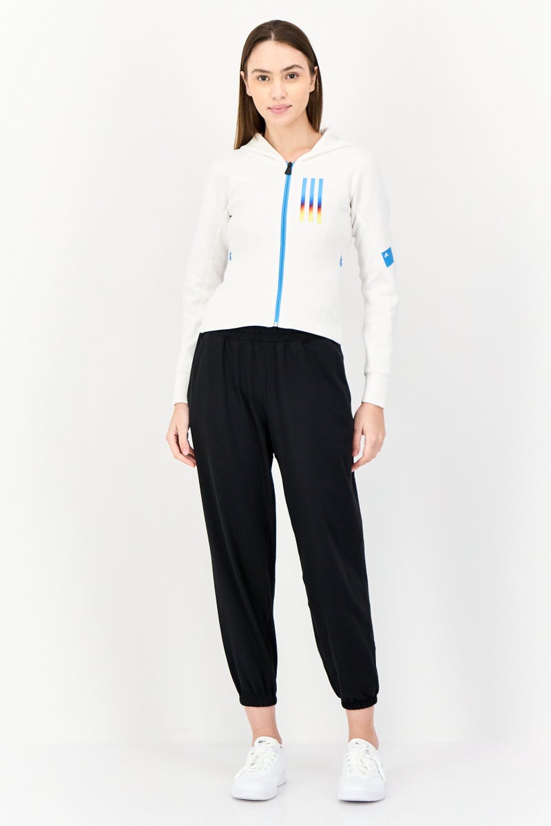 Adidas Women Sportswear Fit Long Sleeve Outdoor Hoodie, White  - Image 4