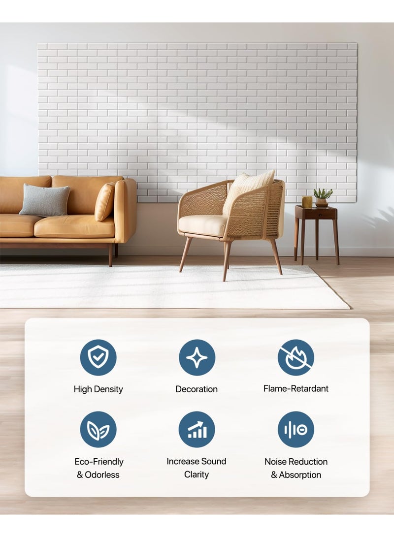 XiuWoo Soundproof Wall Panels,Soundproof Panels for Wall, 12 Pack High Density Acoustic Panel Sound Absorbing Self-Adhesive, Acoustic Wall Panels for Door Ceiling, 30*30cm White - Image 4