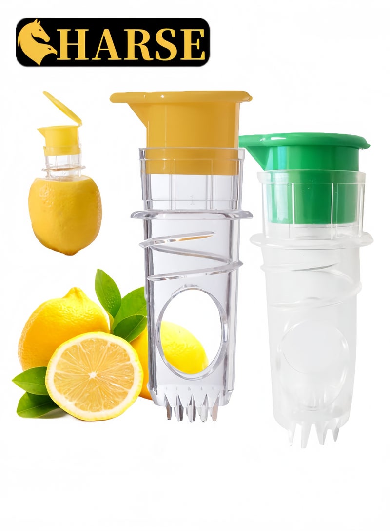 Harse 2Pcs Lemon Mini Squeezer, Screw-Top Lemon Squeezer Manual Juice Extractor with Built-In Filter Orange Citrus Press, Squeeze Lime for Cocktails, Drinks - Image 1