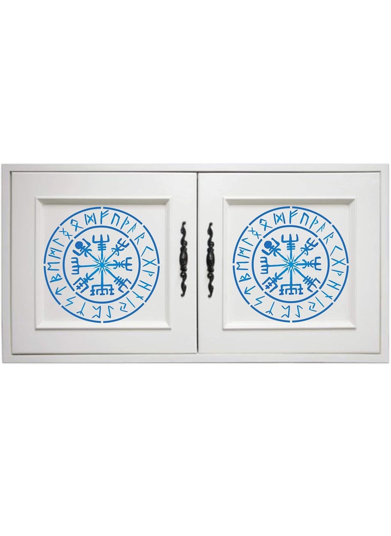 Usnyabni - Viking Compass Stencil, 10 x 10 inch (M) - Vegvisir Runic Nordic Compass Design Stencils for Painting Template Symbol of Protection and Guidance - Image 1
