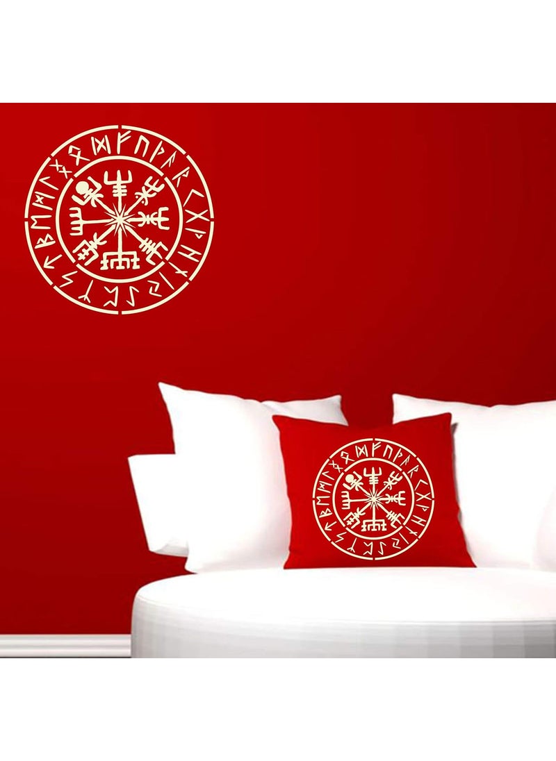 Usnyabni - Viking Compass Stencil, 10 x 10 inch (M) - Vegvisir Runic Nordic Compass Design Stencils for Painting Template Symbol of Protection and Guidance - Image 1