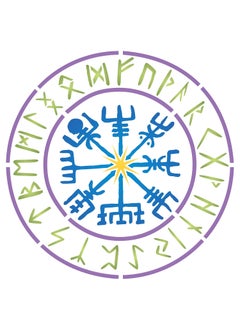 Usnyabni Viking Compass Stencil, 10 x 10 inch (M) - Vegvisir Runic Nordic Compass Design Stencils for Painting Template Symbol of Protection and Guidance  - Image 1