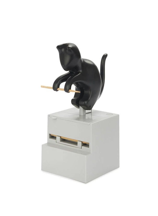 Balvi Frisky Black Chopstick Dispenser Curious Cat Shape Plastic - Image 1