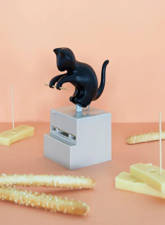 Balvi Frisky Black Chopstick Dispenser Curious Cat Shape Plastic - Image 2