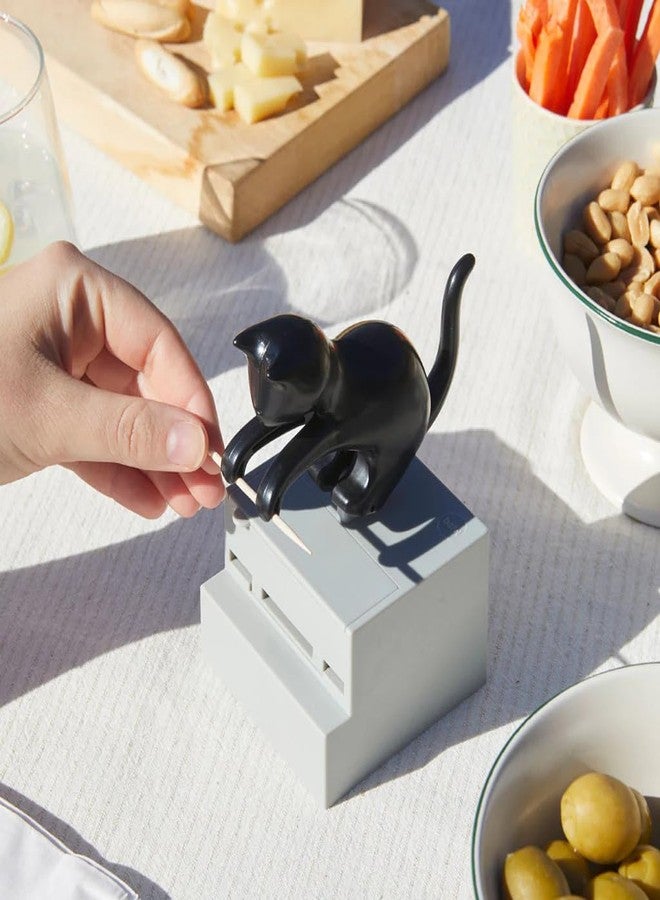 Balvi Frisky Black Chopstick Dispenser Curious Cat Shape Plastic - Image 3