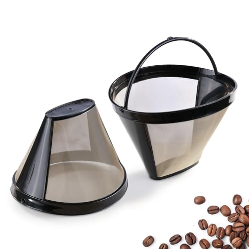 COKUMA 2 Pack Reusable Coffee Filters, Gold Metal Permanent Coffee Filter Basket Replacement for Cuisinart and Ninja Coffee Maker (8-12 Cup), Food-grade and Easy Cleaning - Image 1