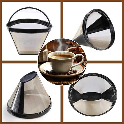COKUMA 2 Pack Reusable Coffee Filters, Gold Metal Permanent Coffee Filter Basket Replacement for Cuisinart and Ninja Coffee Maker (8-12 Cup), Food-grade and Easy Cleaning - Image 4