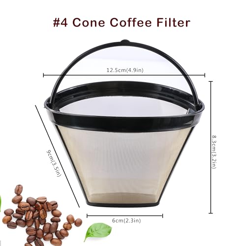 COKUMA 2 Pack Reusable Coffee Filters, Gold Metal Permanent Coffee Filter Basket Replacement for Cuisinart and Ninja Coffee Maker (8-12 Cup), Food-grade and Easy Cleaning - Image 2
