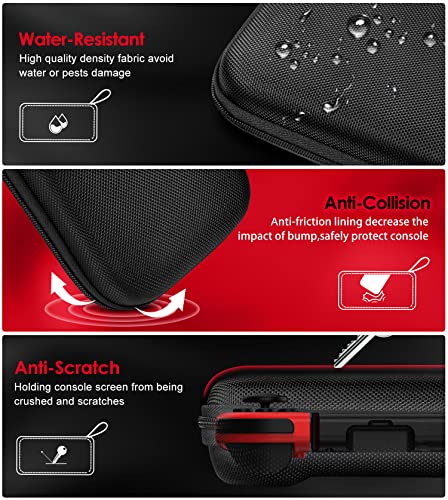 ivoler Carrying Case for Nintendo Switch and NEW Switch OLED Model(2021),Portable Hard Shell Pouch Carrying Travel Game Bag for Switch Accessories Holds 10 Game Cartridge (Black) - Image 5