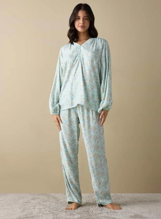 Splash FAV All-Over Floral Print Shirt and Pyjama Set