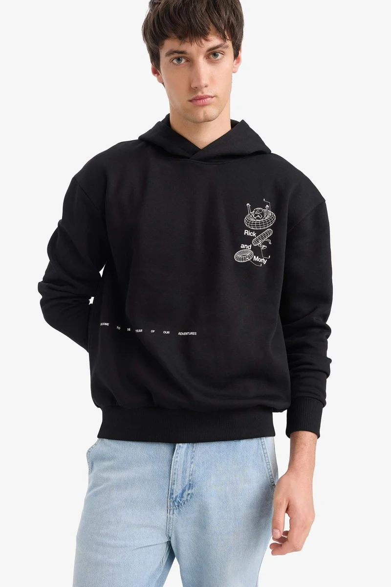 DeFacto Boxy Fit Rick and Morty Licensed Printed Long Sleeve Sweatshirt