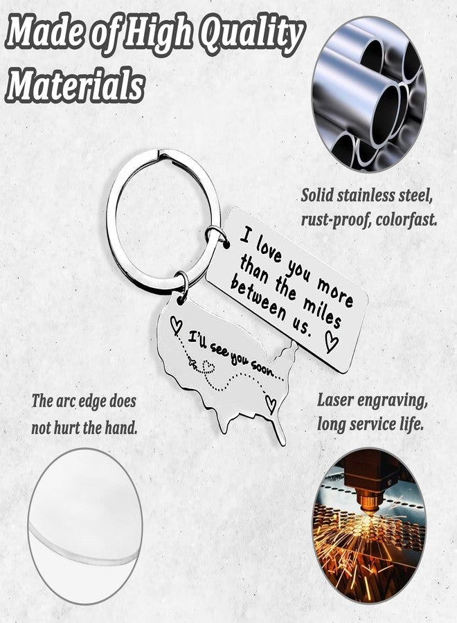 CGBOOM Keychain for Wife Husband Boyfriend Student Best Friend Graduation Driver Daughter Son Girls Boys Birthday Gift Father Mother - I love you more than the miles between us & USA Map CHARM - Image 3