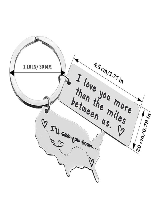 CGBOOM Keychain for Wife Husband Boyfriend Student Best Friend Graduation Driver Daughter Son Girls Boys Birthday Gift Father Mother - I love you more than the miles between us & USA Map CHARM - Image 2