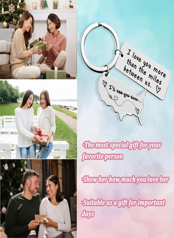 CGBOOM Keychain for Wife Husband Boyfriend Student Best Friend Graduation Driver Daughter Son Girls Boys Birthday Gift Father Mother - I love you more than the miles between us & USA Map CHARM - Image 4