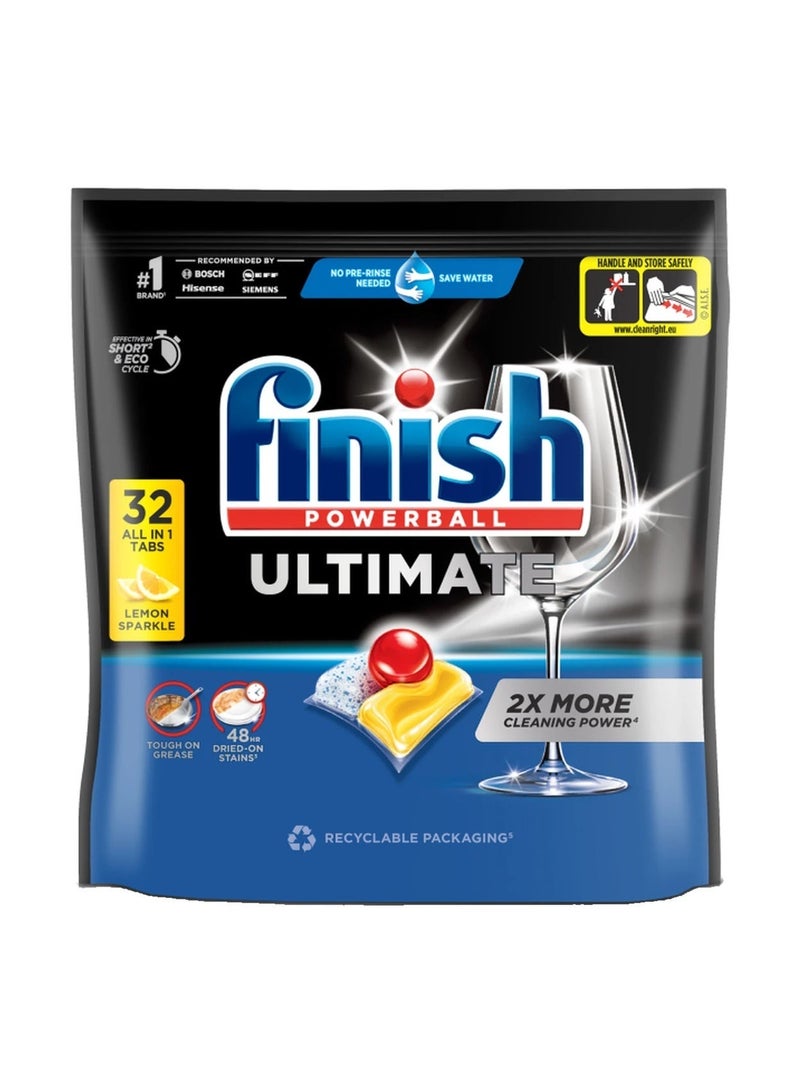 Finish Powerball Ultimate All in One Dishwasher Tablets, Lemon Sparkle Scent, 224 Tabs - Image 1