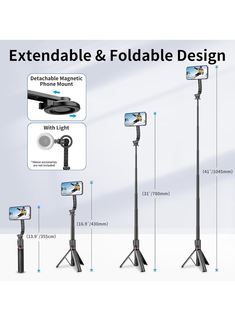 FARROBIZZ MagSafe Tripod for iPhone 41" Selfie Stick Tripod Phone with Remote, Phone Tripod for Video Recording, Cell Phone Tripod Mount Stand for Cellphone  - Image 2