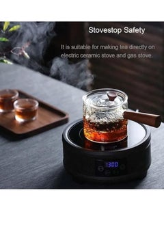 Spaceshoop Glass Teapot with Wooden Handle, Japanese Style Side Handle Design Tea Maker (500ml)  - Image 3