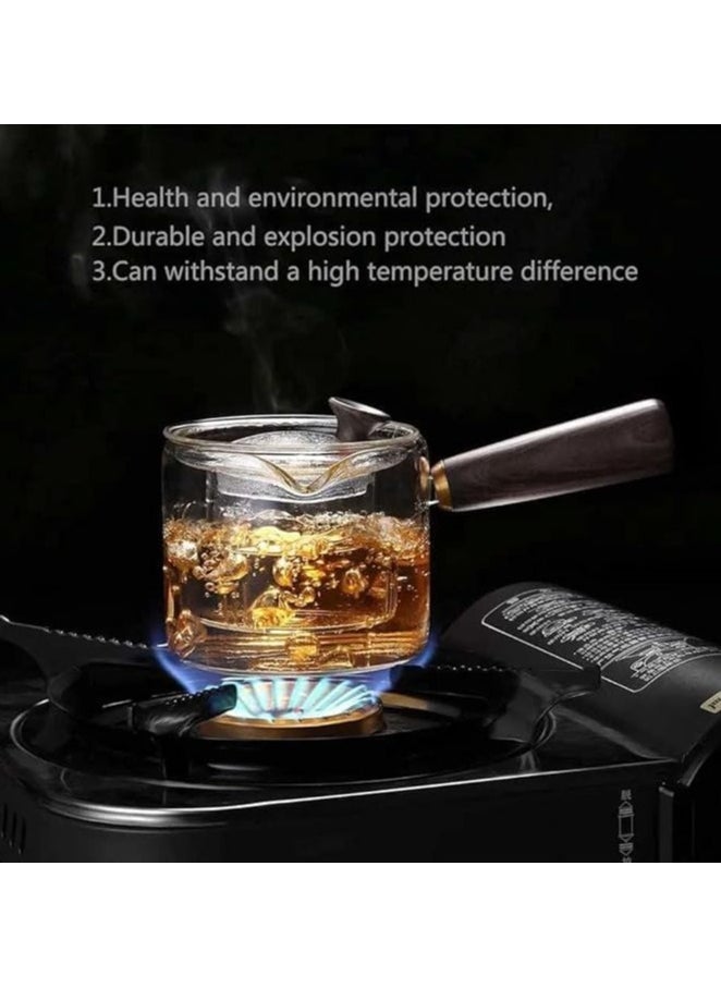 Spaceshoop Glass Teapot with Wooden Handle, Japanese Style Side Handle Design Tea Maker (500ml)  - Image 4