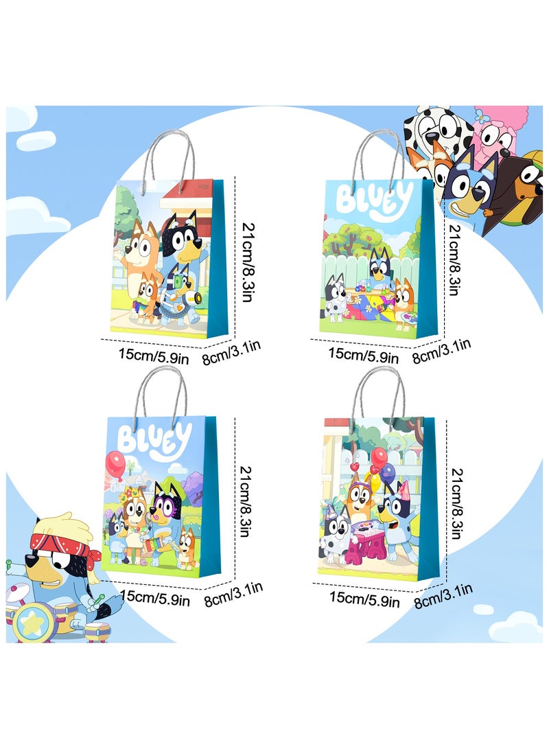ILovhaprty Bluey Party Gift Bags, 16 Pcs Bluey Gift Paper Bag Set - Bluey Gift Bags, Bluey Party Bags and Bluey Gift Bags for Bluey Party Decorations and Bluey Birthday Decorations - Image 3