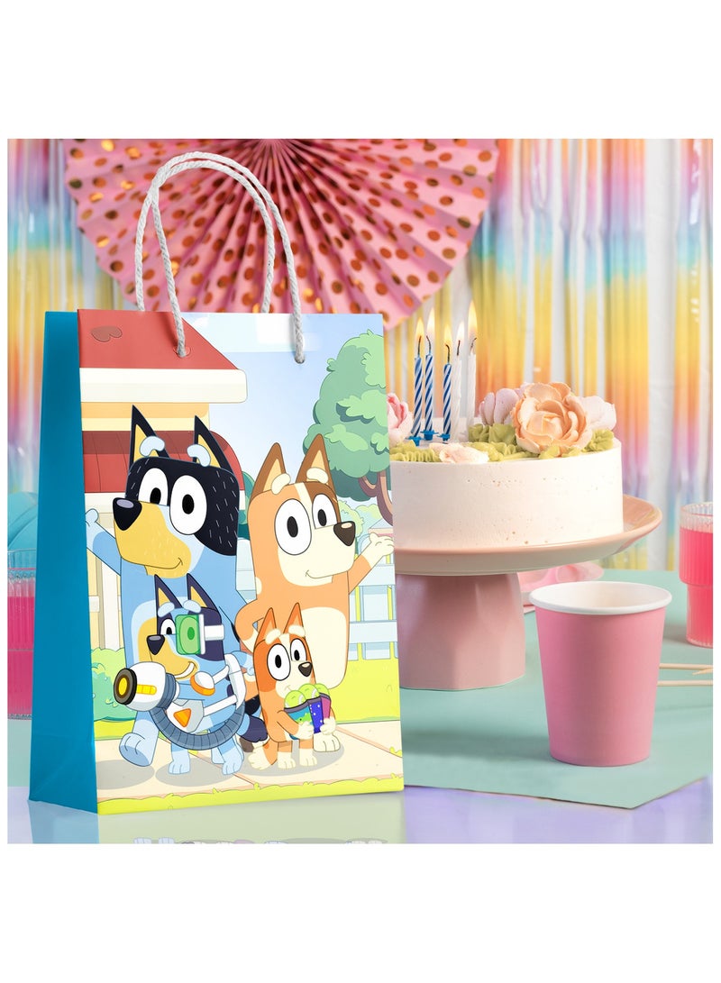 ILovhaprty Bluey Party Gift Bags, 16 Pcs Bluey Gift Paper Bag Set - Bluey Gift Bags, Bluey Party Bags and Bluey Gift Bags for Bluey Party Decorations and Bluey Birthday Decorations - Image 4
