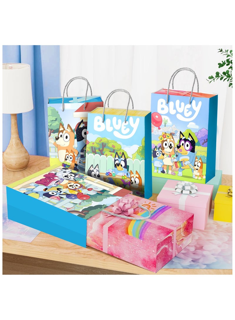 ILovhaprty Bluey Party Gift Bags, 16 Pcs Bluey Gift Paper Bag Set - Bluey Gift Bags, Bluey Party Bags and Bluey Gift Bags for Bluey Party Decorations and Bluey Birthday Decorations - Image 5