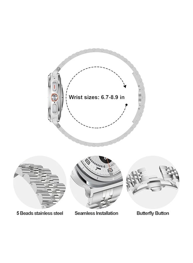 O Ozone Metal Bands Compatible with Samsung Galaxy Watch Ultra 47mm (2024),  Stainless Steel Replacement Wristband Strap Men Women for Galaxy Watch 7 Ultra 47mm - Silver  - Image 3