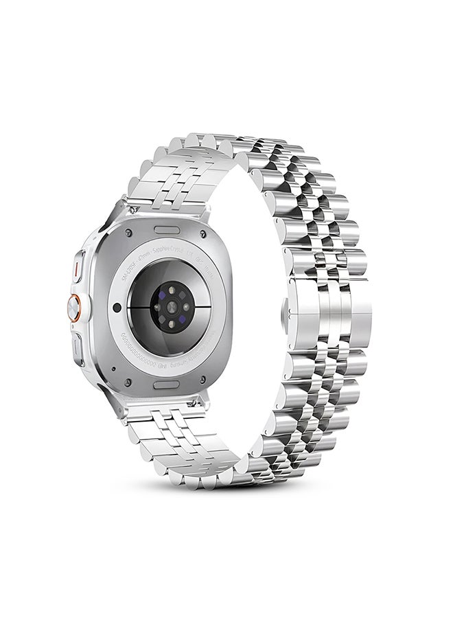 O Ozone Metal Bands Compatible with Samsung Galaxy Watch Ultra 47mm (2024),  Stainless Steel Replacement Wristband Strap Men Women for Galaxy Watch 7 Ultra 47mm - Silver  - Image 5