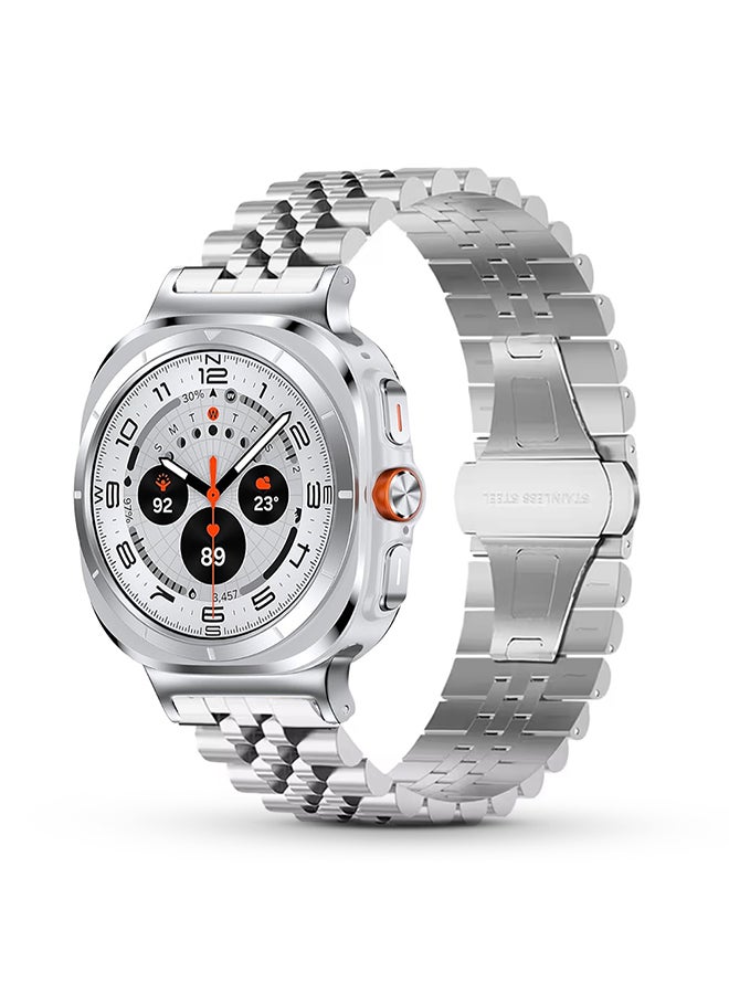 O Ozone Metal Bands Compatible with Samsung Galaxy Watch Ultra 47mm (2024),  Stainless Steel Replacement Wristband Strap Men Women for Galaxy Watch 7 Ultra 47mm - Silver  - Image 1