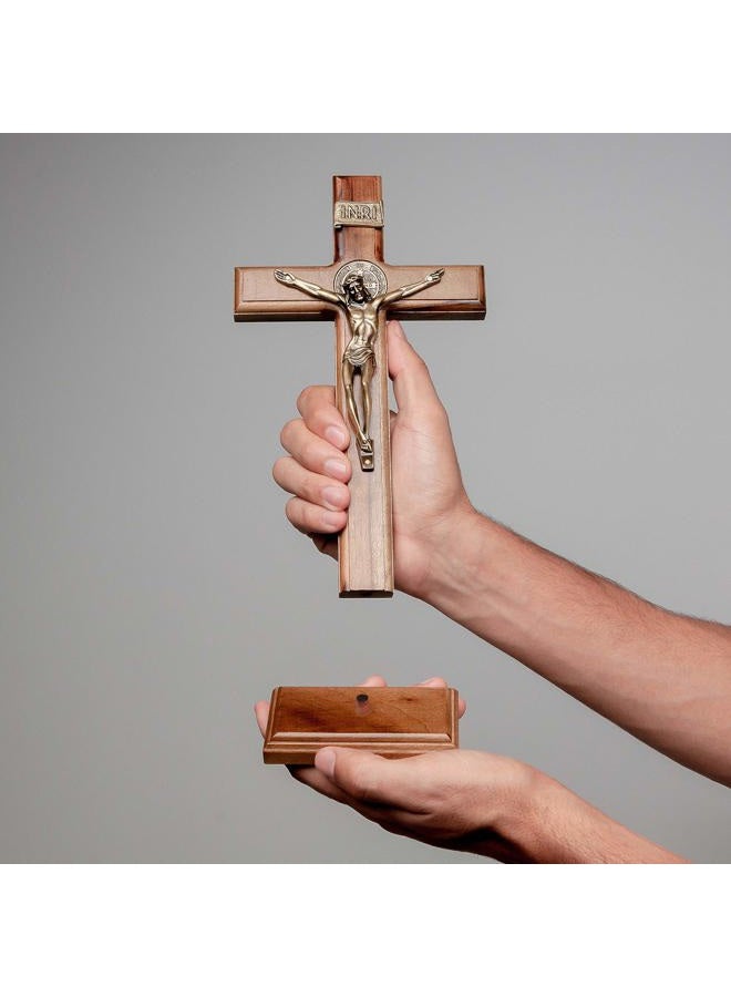 Intercession Wall and Table Wood Cross Crucifix (10 inches - Antique Gold) - Image 5