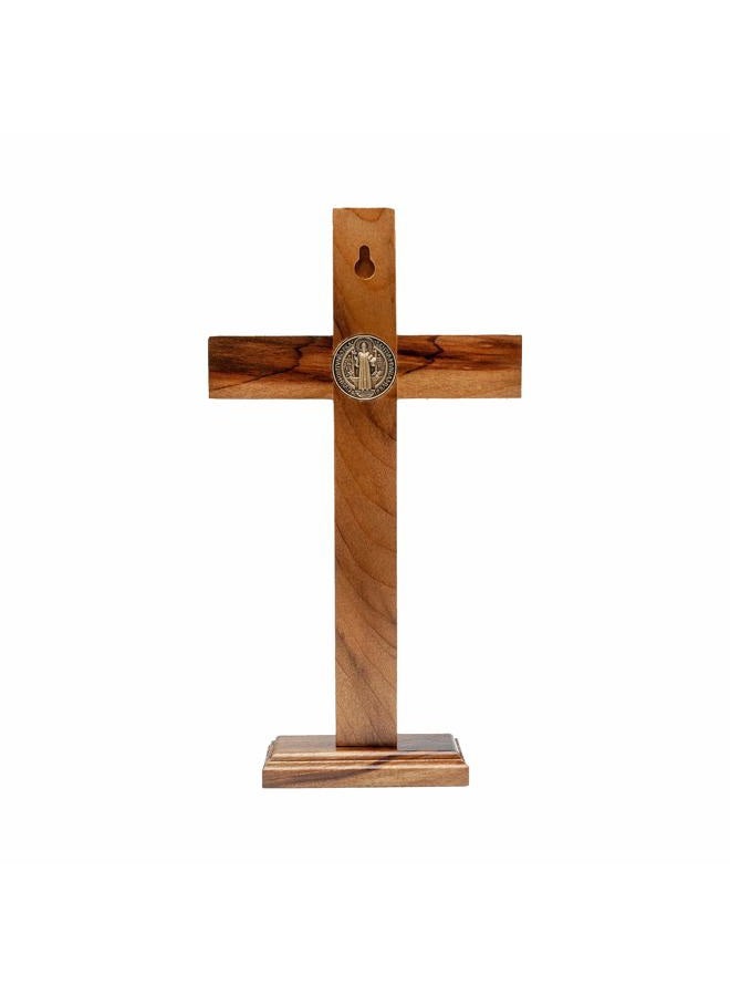Intercession Wall and Table Wood Cross Crucifix (10 inches - Antique Gold) - Image 3