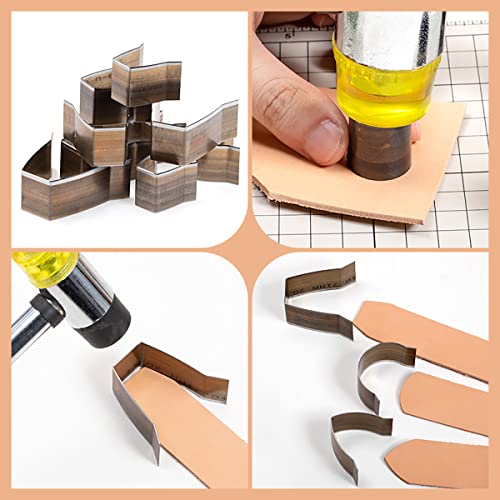 WUTA Hollow Punch Cutter Tool, Leather Punching Die Cutting Mold, Manual Leather Punch Tool Hole Puncher Cutter, Leather Craft Tools Kit for Handmade DIY Leather Craft (Flat End Shape) - Image 5