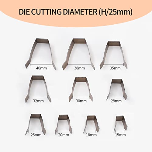 WUTA Hollow Punch Cutter Tool, Leather Punching Die Cutting Mold, Manual Leather Punch Tool Hole Puncher Cutter, Leather Craft Tools Kit for Handmade DIY Leather Craft (Flat End Shape) - Image 2