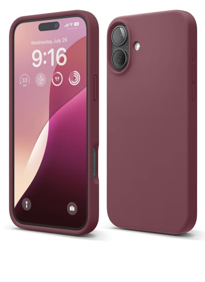 Raxoom Burgundy Liquid Silicone iPhone 16 Plus Case – Slim Shockproof Full Body Protection with Soft Microfiber Lining, Scratch-Resistant - Image 1