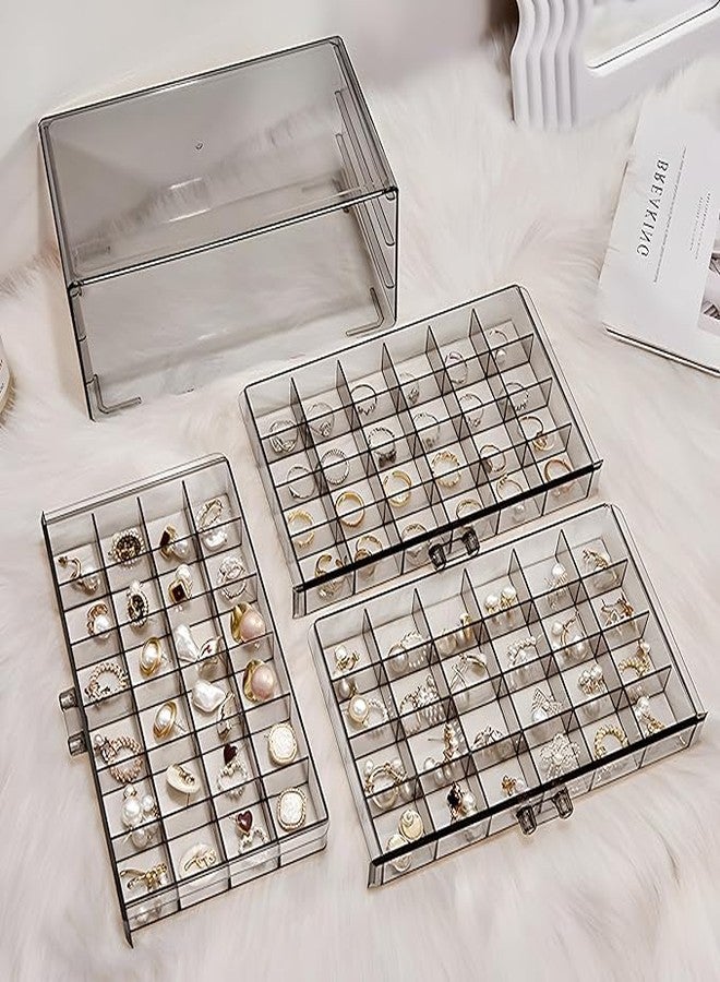 JIGVA Transparent Acrylic Jewellery Storage Box | 3 Drawer Earring Organiser with 24 Small Compartments | Jewellery Holder & Display Stand Gift for Women, Girls (Multicolor) - Image 3