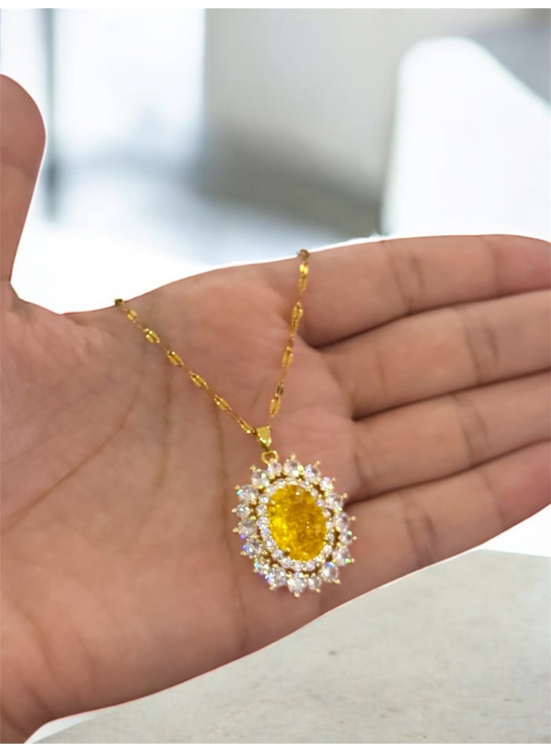 Elegance Trendy & High Quality Stainless Steel Gold Plated Necklace For Women - Image 1