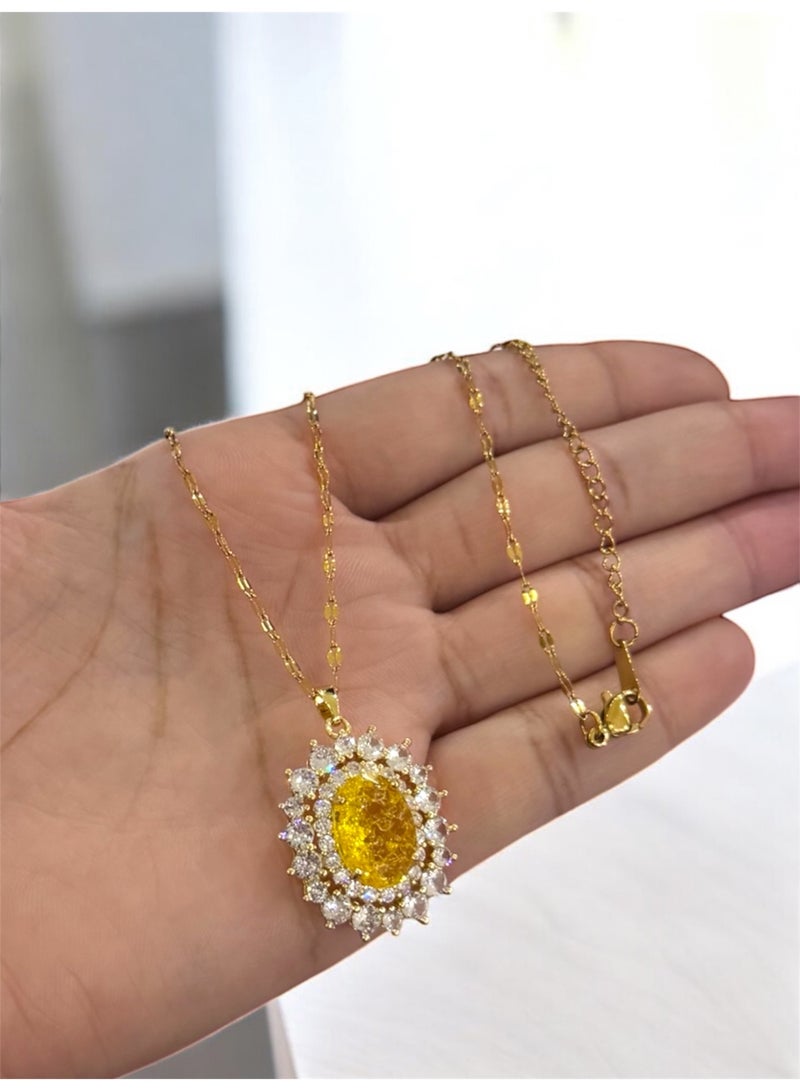 Elegance Trendy & High Quality Stainless Steel Gold Plated Necklace For Women - Image 3