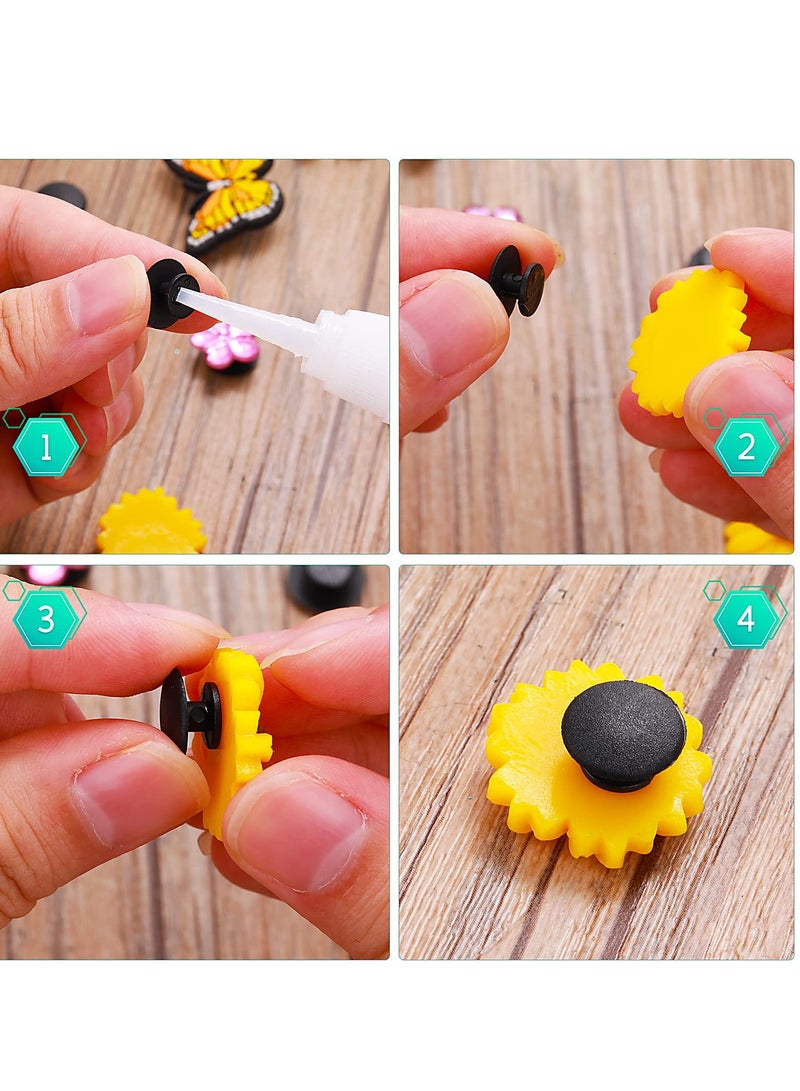 Excefore Charm Buttons 200 Pcs Buckle Plastic Button Accessories Shoe Buttons Fit for Flat Shoe Charms Wristband Charms DIY Decorations - Image 2