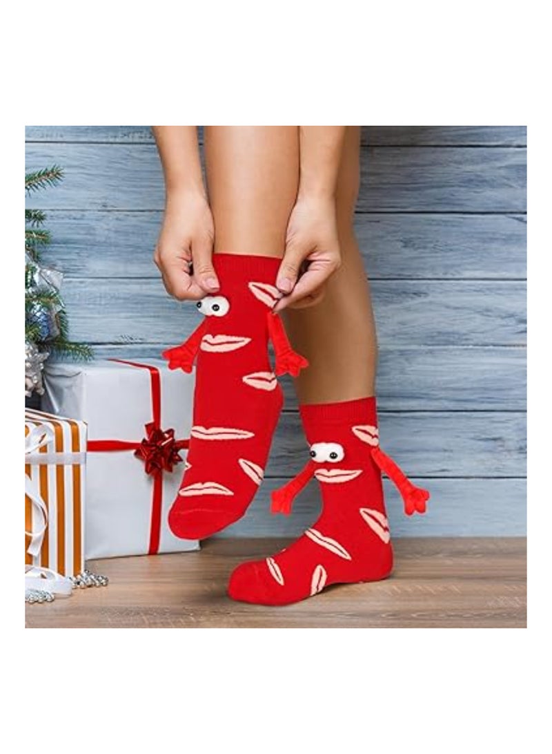 Valentine's Day Socks, 2Pair Hand Holding Funny Socks, Magnetic Crazy Couple Socks, Valentines Day Gifts for Boyfriend, Couple Socks, Matching Couple Socks, Mid-Tube Socks, Unisex Socks - Image 5