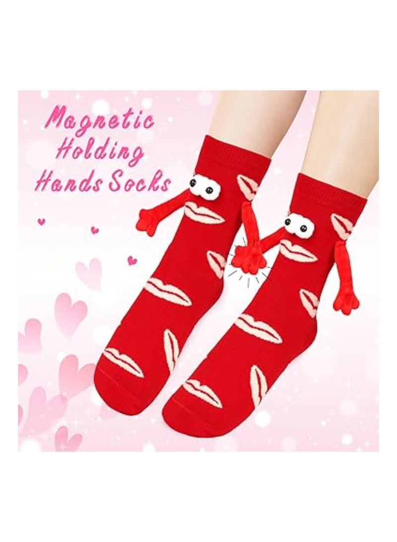 Valentine's Day Socks, 2Pair Hand Holding Funny Socks, Magnetic Crazy Couple Socks, Valentines Day Gifts for Boyfriend, Couple Socks, Matching Couple Socks, Mid-Tube Socks, Unisex Socks - Image 4