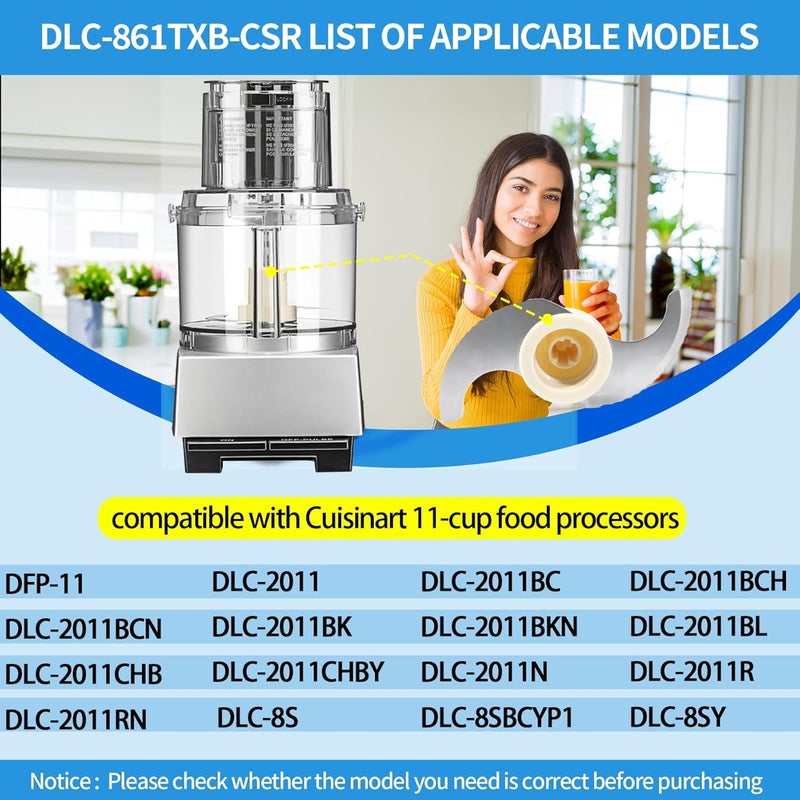 MOHTOL شفرة تقطيع بديلة DLC-861TXB-CSR – متوافقة مع معالج الطعام كويزينارت سعة 11 كوب، قاطع طعام من الفولاذ المقاوم للصدأ لسلسلة DLC-8، DFP-11، DLC-2011 – شفرة بديلة لمعالج الطعام - Image 3