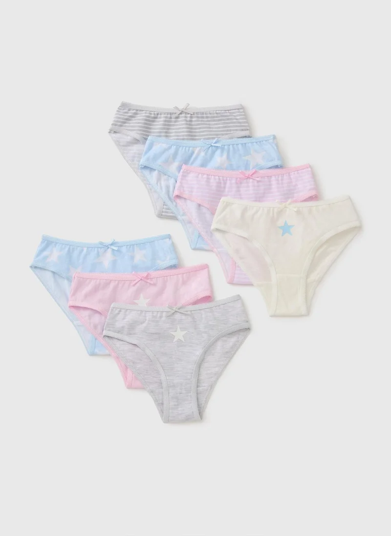 Matalan 7 Pack Girls Multi Coloured Star Briefs