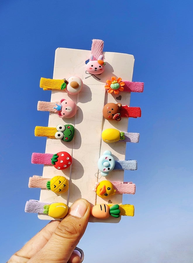 التعارف مجموعة مشابك شعر للبنات الصغيرات من أنا كرييشنز، 26 قطعة، بتصميمات حيوانات لطيفة وفواكه وزهور، مبطنة بالكامل بشريط. إكسسوارات شعر للبنات - Image 4