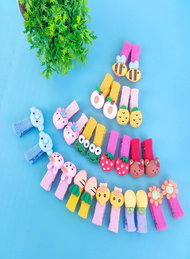 التعارف مجموعة مشابك شعر للبنات الصغيرات من أنا كرييشنز، 26 قطعة، بتصميمات حيوانات لطيفة وفواكه وزهور، مبطنة بالكامل بشريط. إكسسوارات شعر للبنات - Image 2