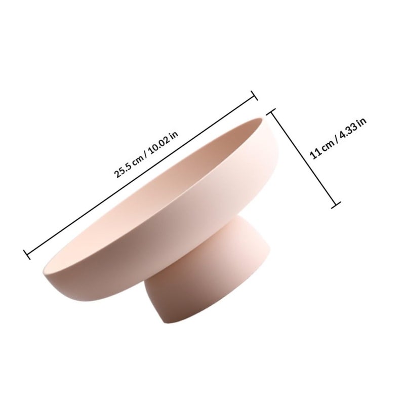 Large Capacity Pink Plastic Raised Fruit Bowl Snack Cake Tray Dining Table Centerpiece - Image 3
