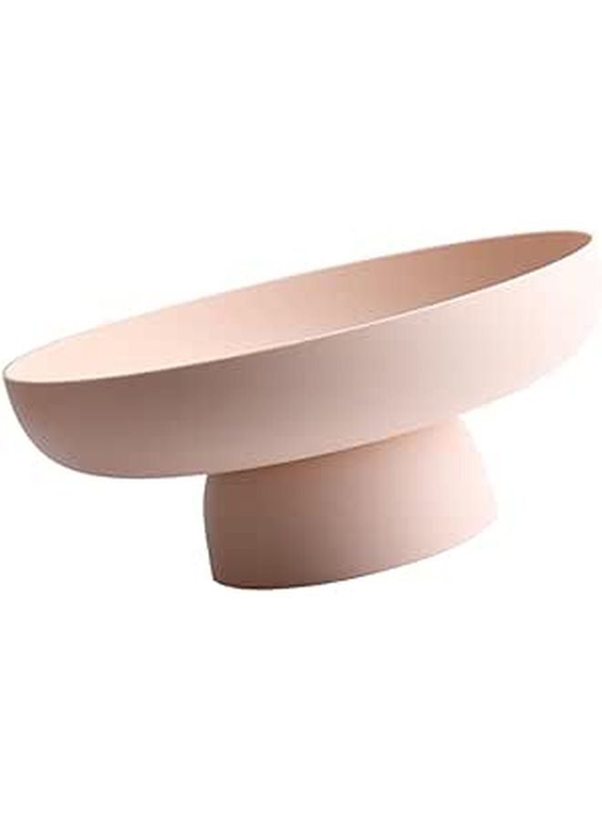 Large Capacity Pink Plastic Raised Fruit Bowl Snack Cake Tray Dining Table Centerpiece - Image 1
