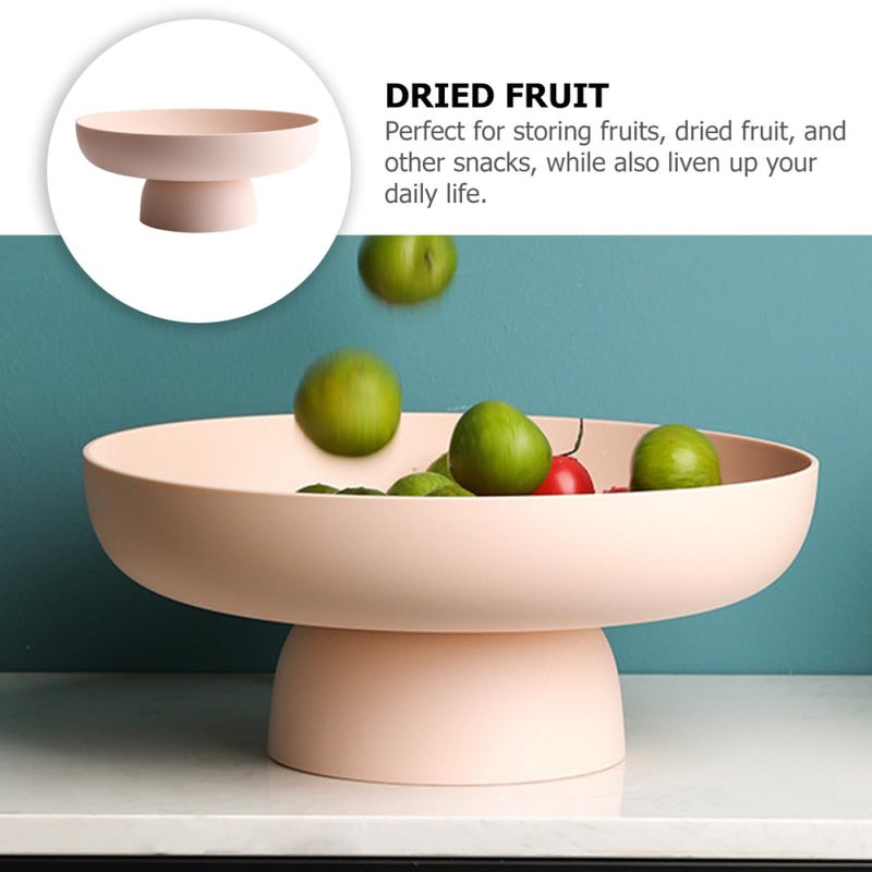 Large Capacity Pink Plastic Raised Fruit Bowl Snack Cake Tray Dining Table Centerpiece - Image 4