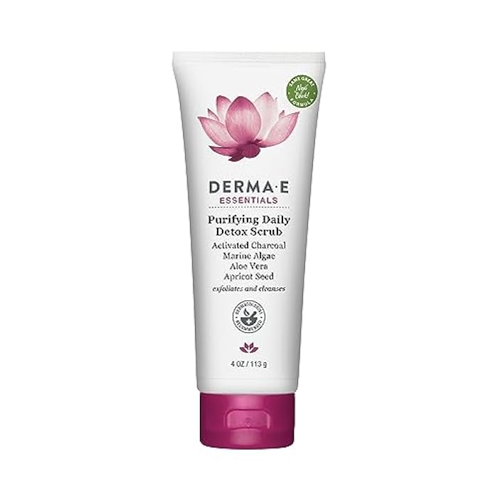 derma-e DERMA E Purifying Daily Facial Detox Scrub with Activated Charcoal and Seaweed Extract –Exfoliating Face Scrub Cleanses, Smooths and Brightens, 4oz - Image 1